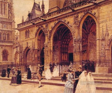 風景 Painting - 初聖体拝領 パリの場面 ジャン・ベロー
